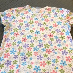 XL Floral Scrub Top